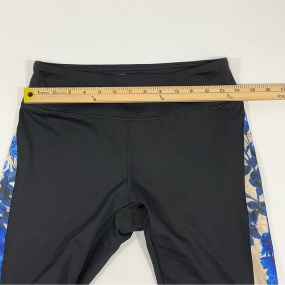 Floral Side Panel LuLaRoe Black Blue Cream Leggings Size M Medium - Picture 6 of 8